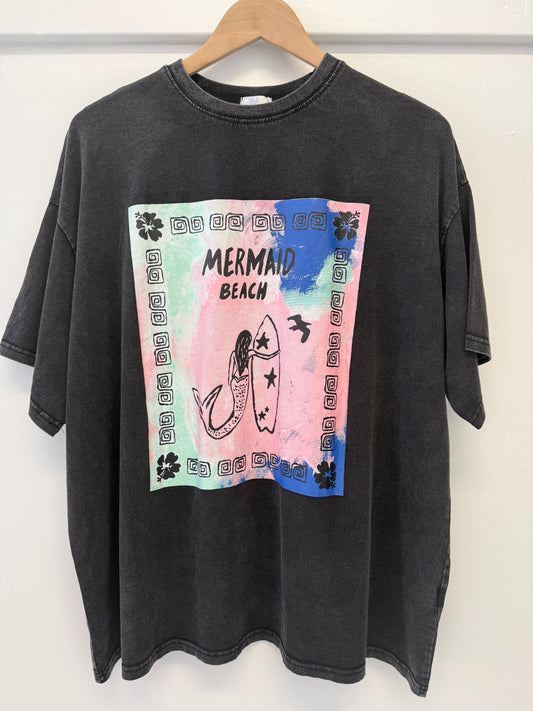 By Frankie/ Mermaid Beach Tee- Acid Wash