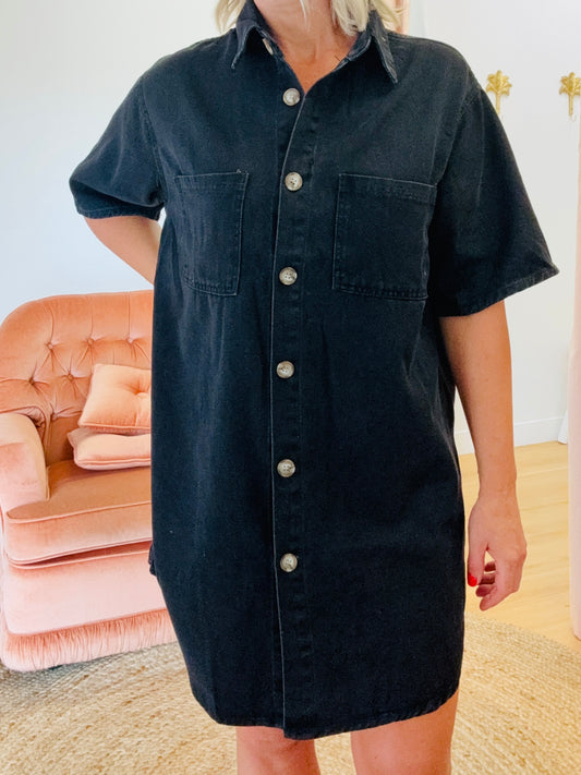 By Frankie / Vixen Denim Dress-Black