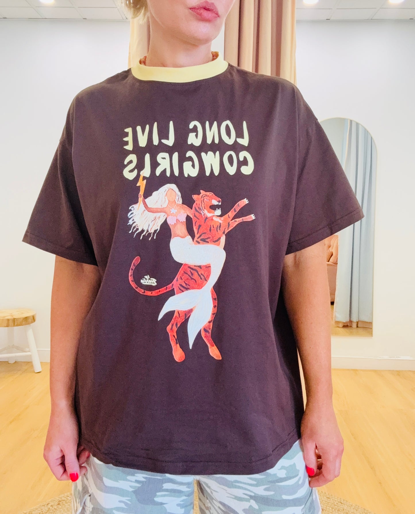 By Frankie/ Cowgirls Tee- Chocolate/ Lemon