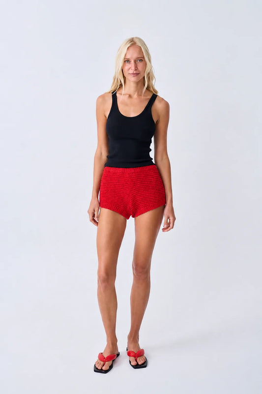 NEAR THE SEA/ KNIT SHORTS - RED