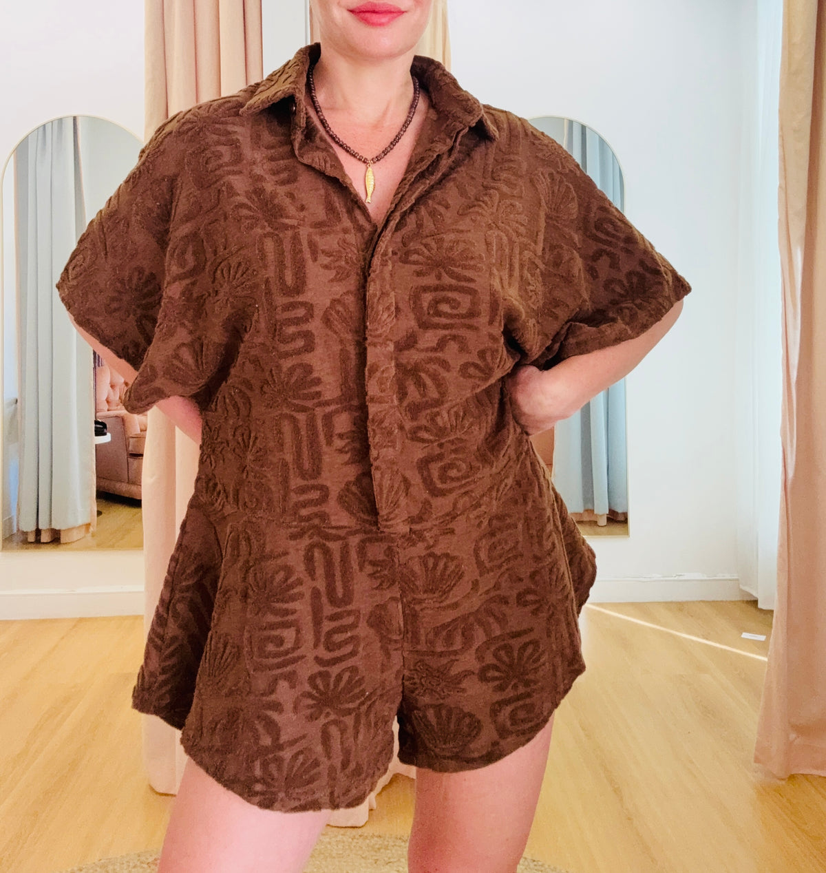 By Frankie/ Terry Playsuit- Chocolate