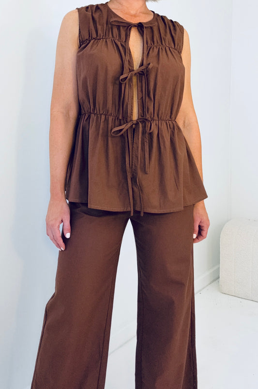 Cali Pant Set- Chocolate