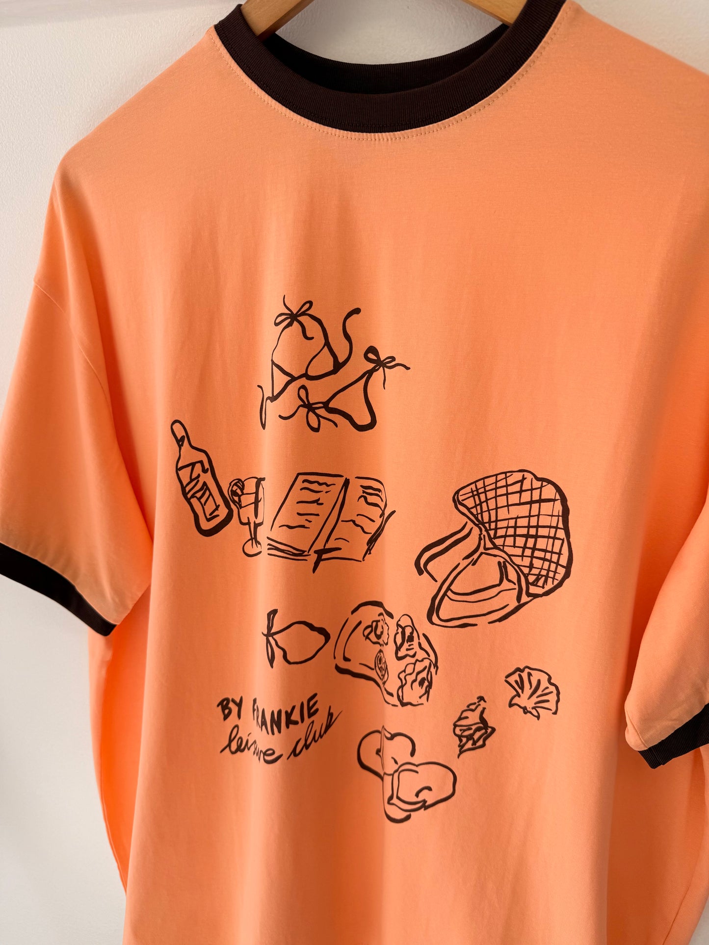 By Frankie/ Leisure Club Tee- Peach/Chocolate
