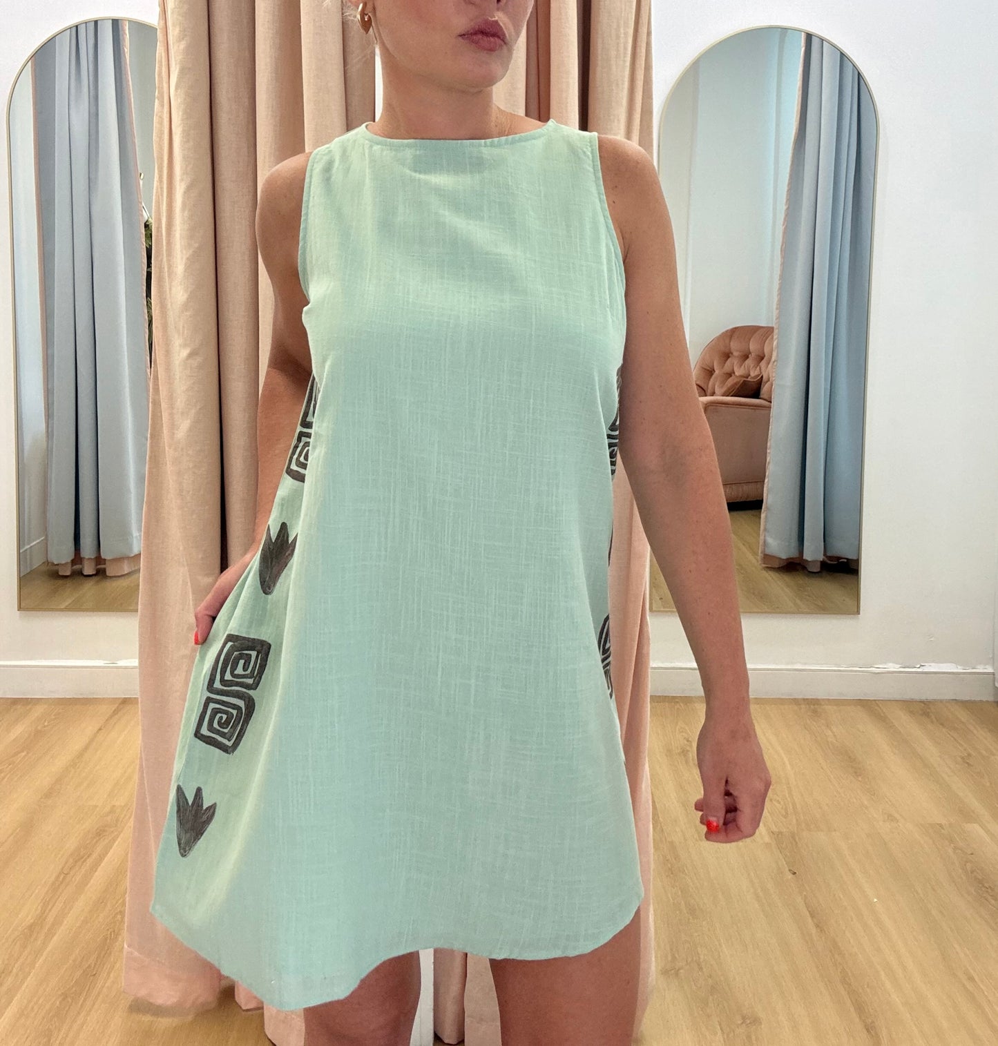 By Frankie/ Carter Shift Dress-Sage/Mocha