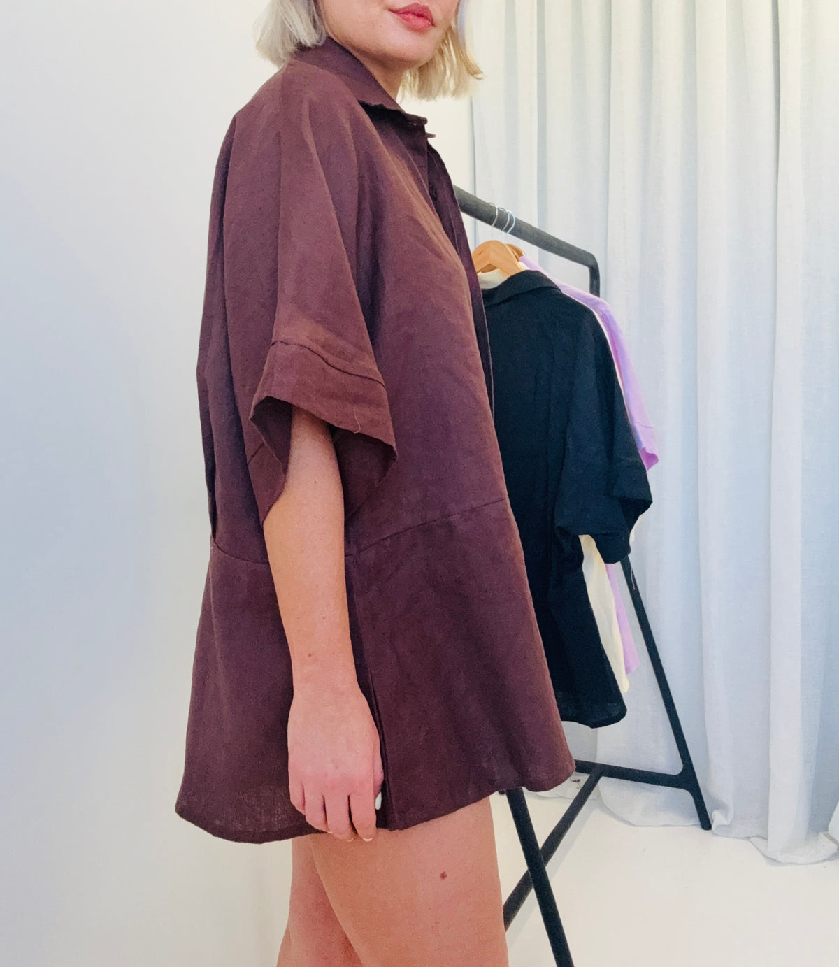 Muse Linen Playsuit/ Chocolate