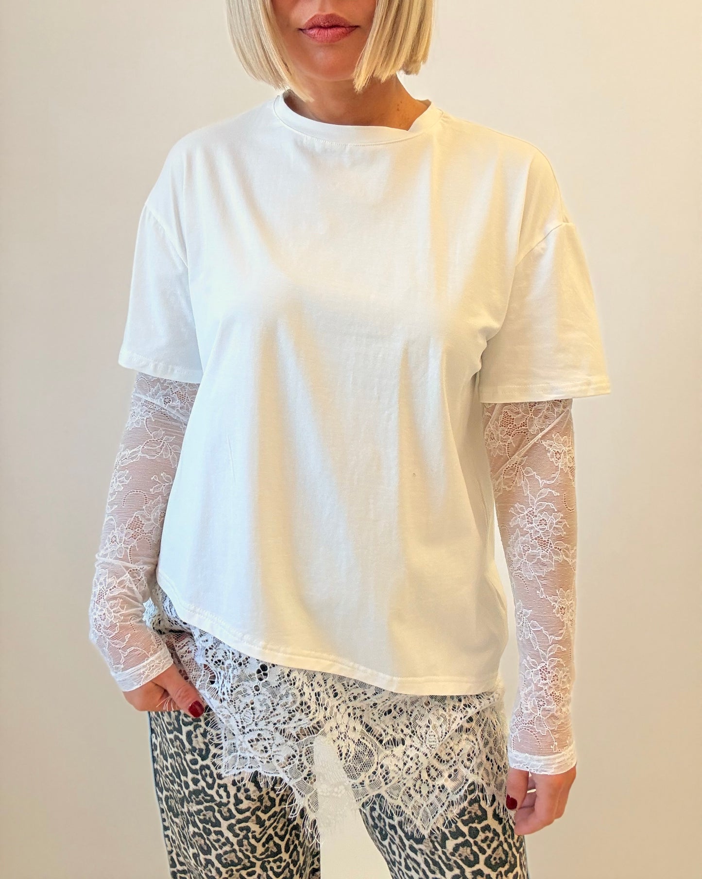 By Frankie / Ava Lace Sleeve- White