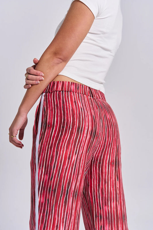MAKU POMEGRANATE LINEN PANTS