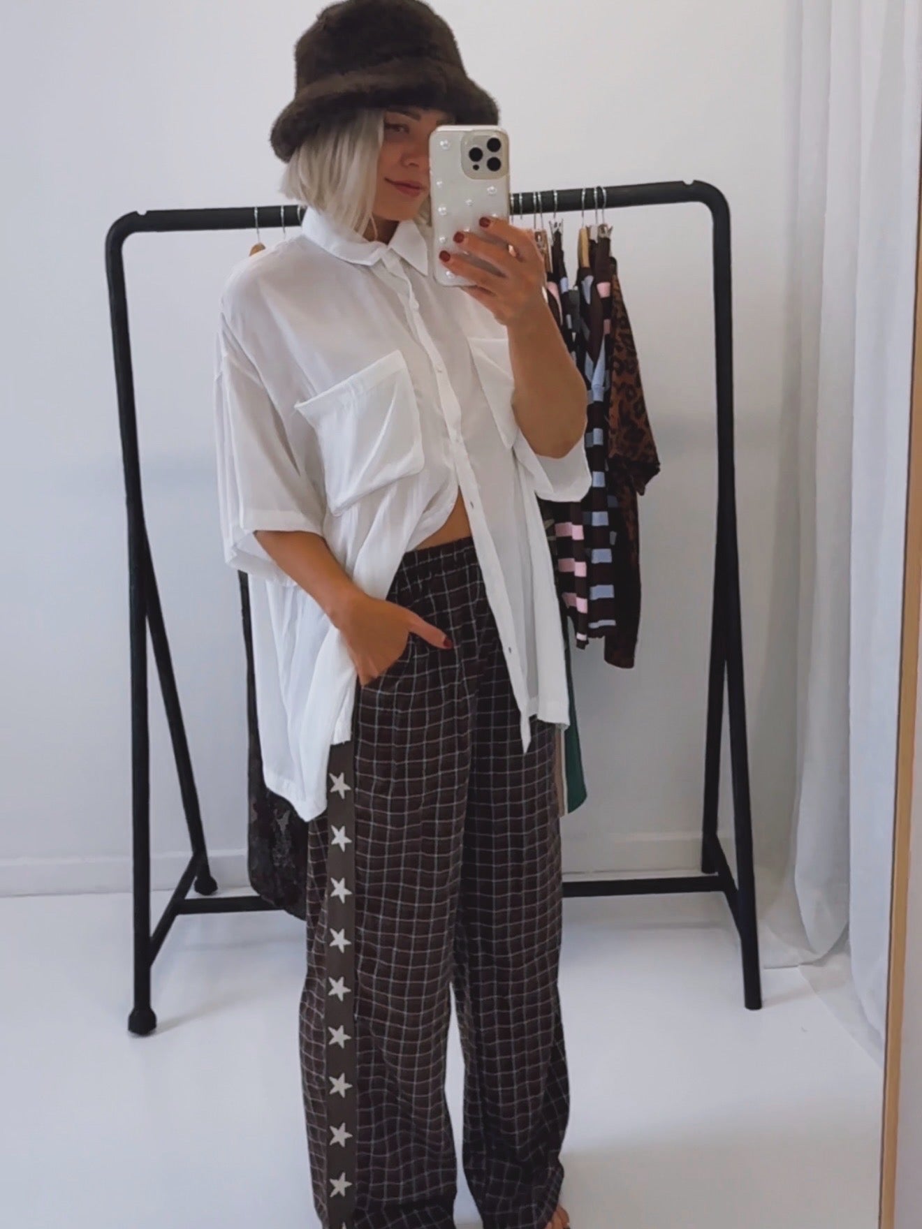 By Frankie/ Hattie Check Pant- chocolate /sky