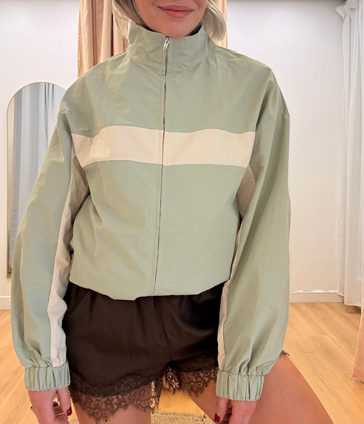By Frankie/ Windbreaker Jacket- Olive/Cream