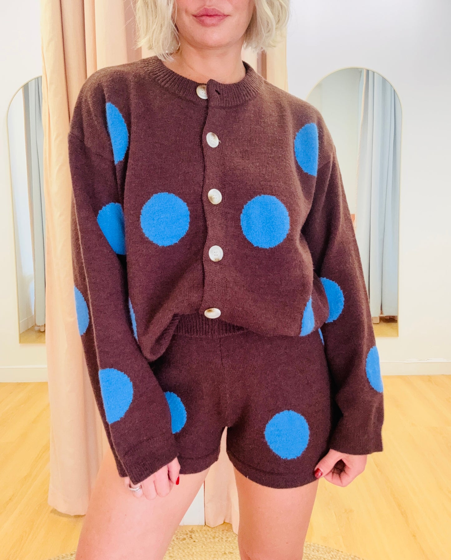 By Frankie/ Hattie Knit Cardigan Set- Chocolate/Azure