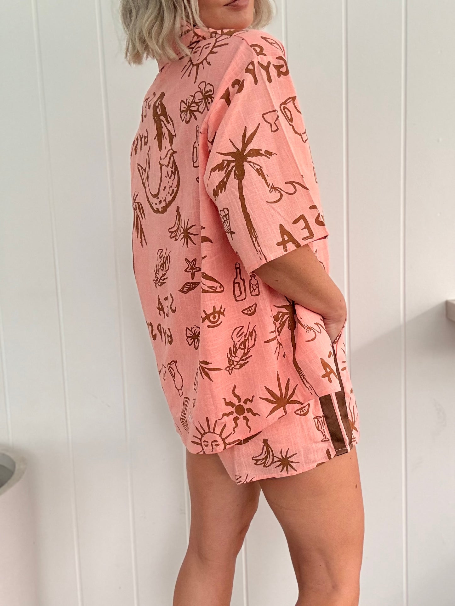 By Frankie/ Sea Gypsy Blouse Set- Peach/Mocha