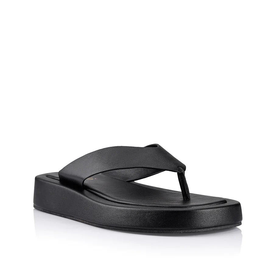 BOUNCER II FLATFORM THONGS - BLACK SMOOTH