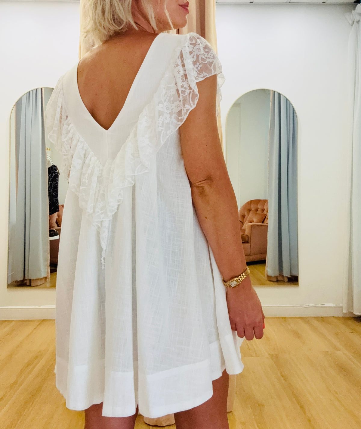 By Frankie/ Cora Lace Mini Dress- White