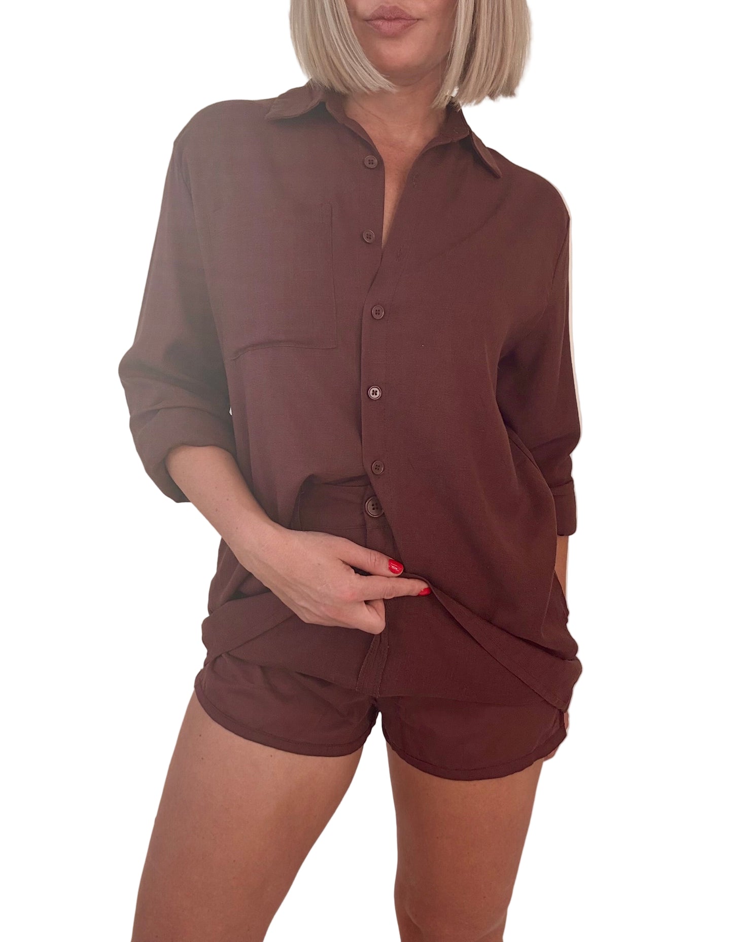 Sophia Shirt Set- Chocolate