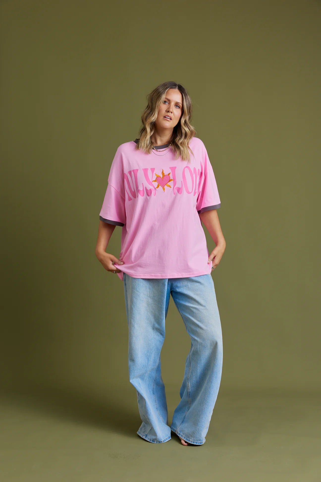 ONLY LOVERS LEFT-ONLY LOVE TEE ~ PINK
