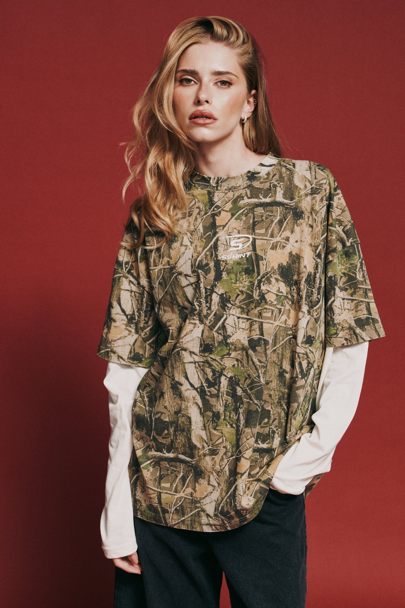 SSAINT-ROUND ONE LAYERED TEE - VINTAGE CAMO