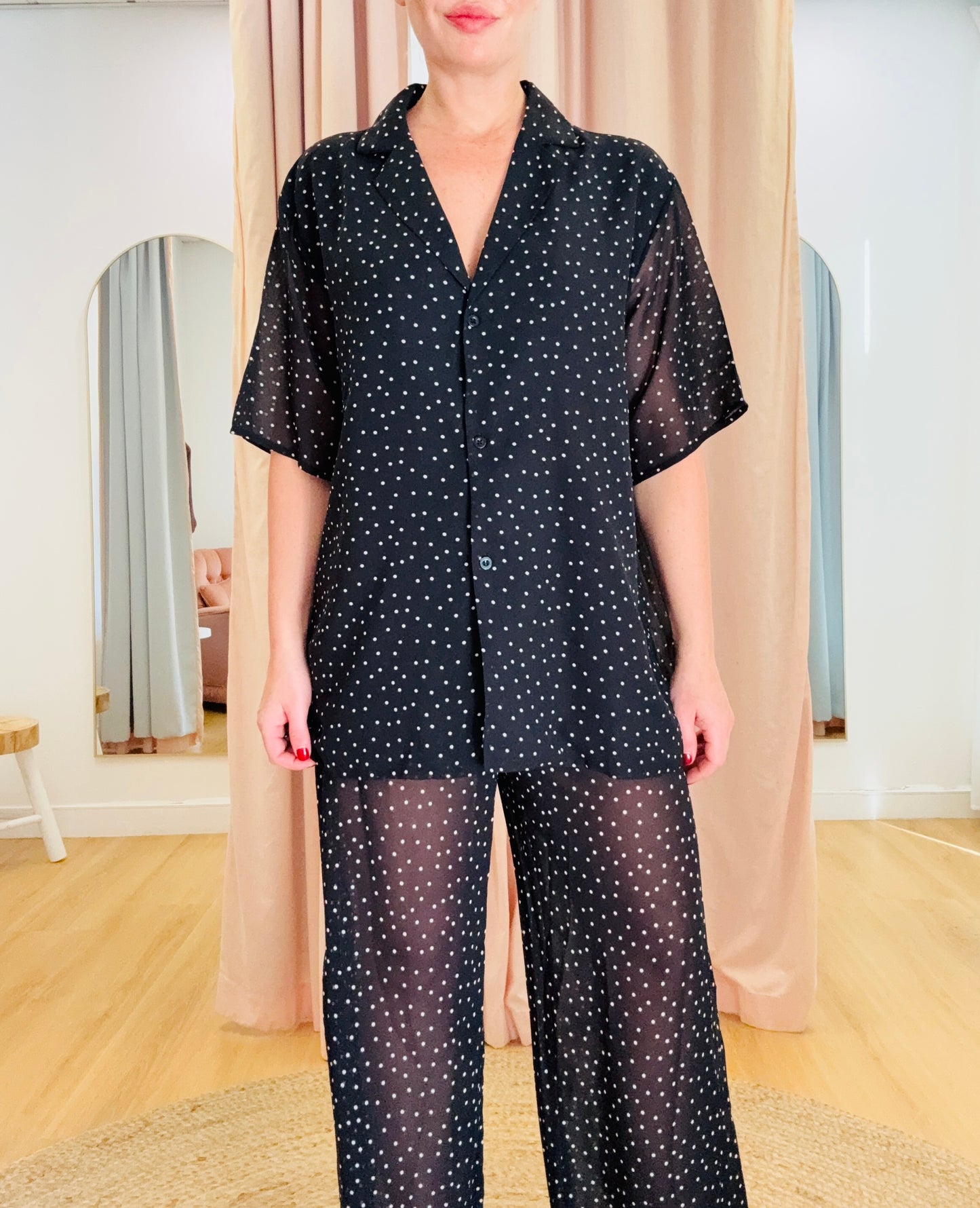 By Frankie/ Sophia Sheer Pant Set- Black