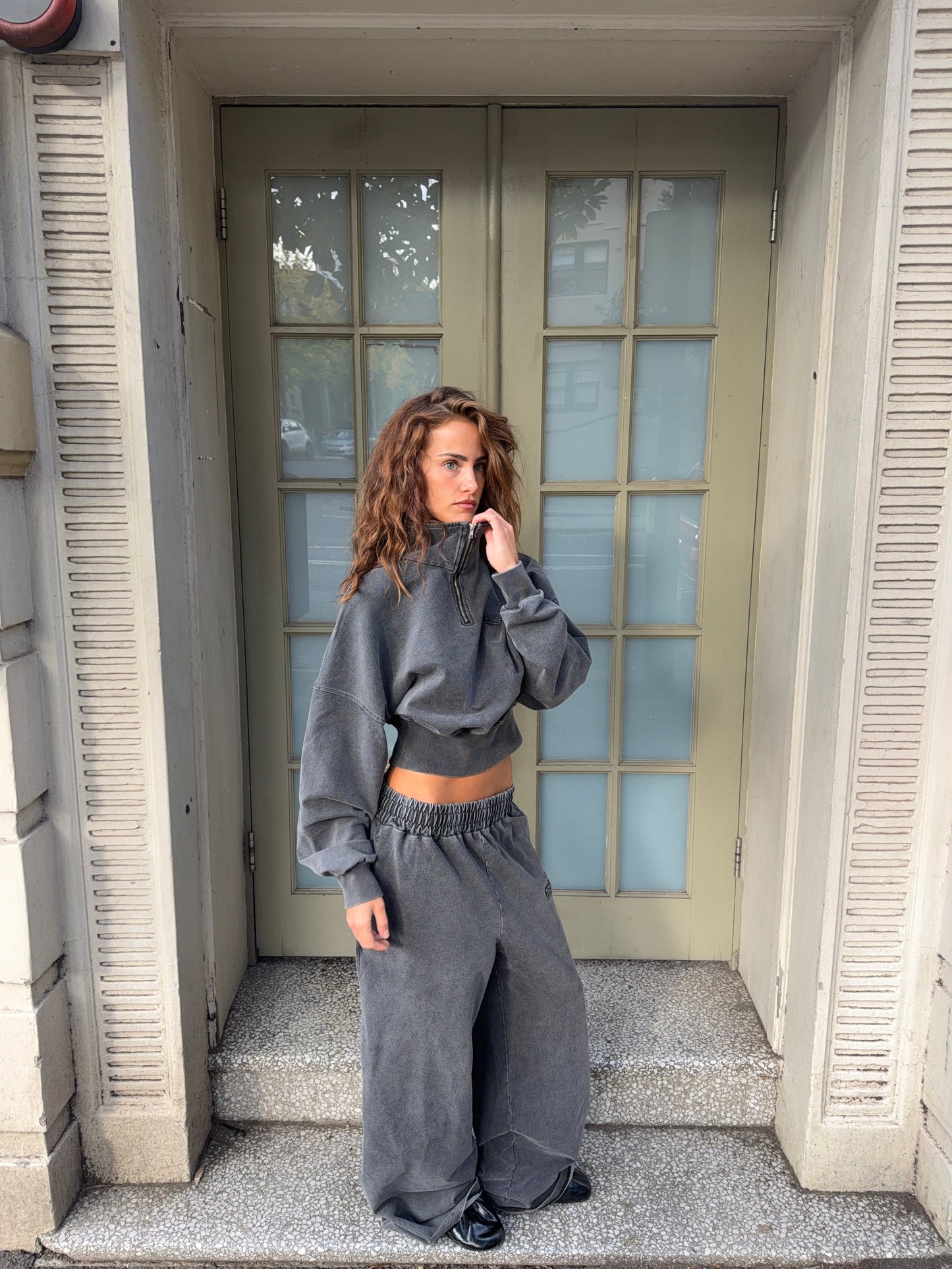 SŚAINT ACID WASH TRACKPANT - CHARCOAL