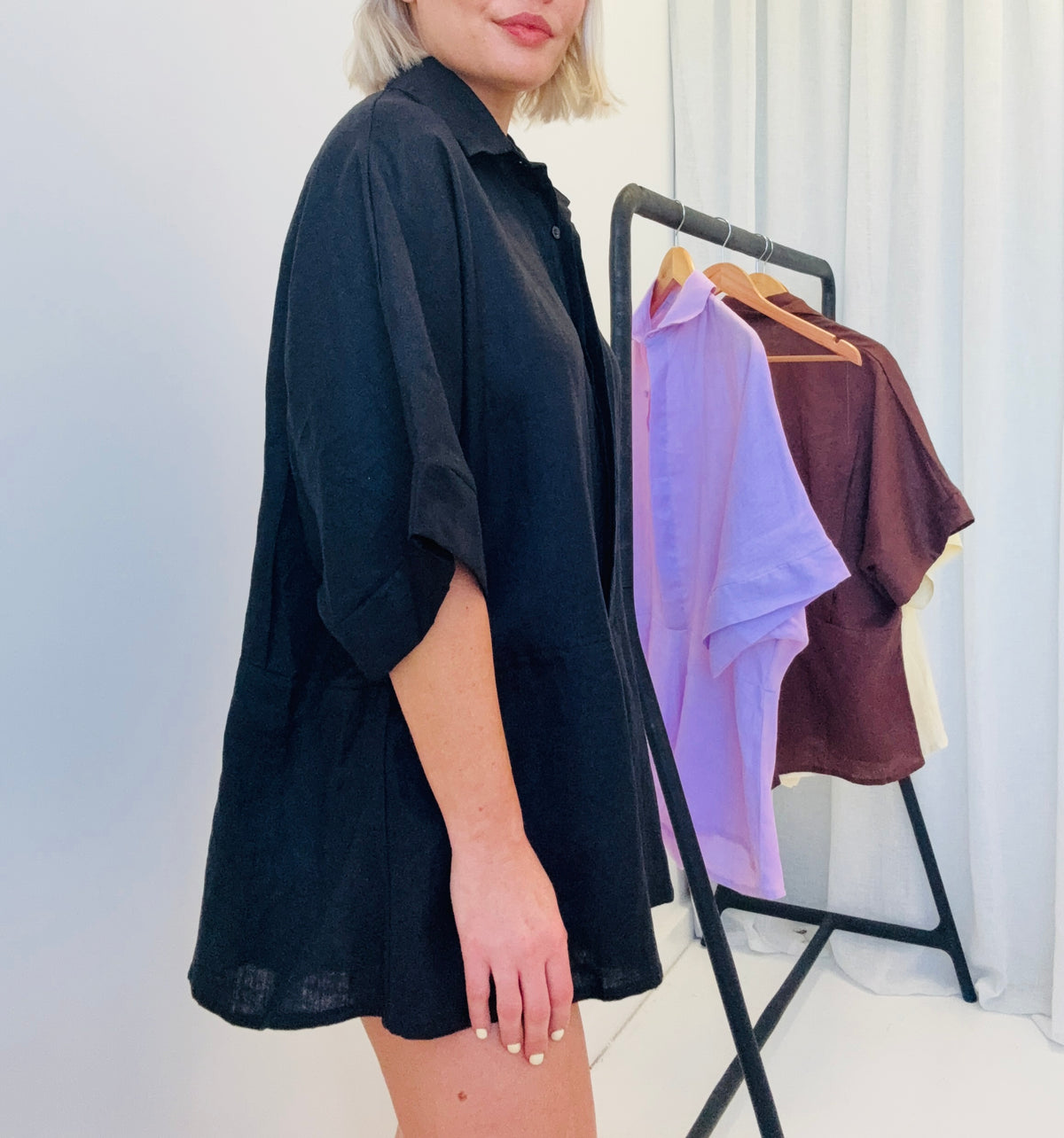Muse Linen Playsuit/ Black