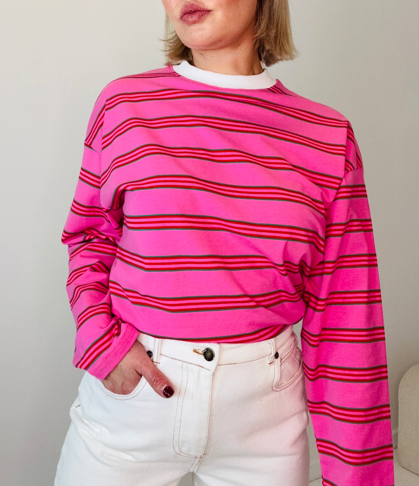 Bonnie stripe long sleeve /pink multi ￼
