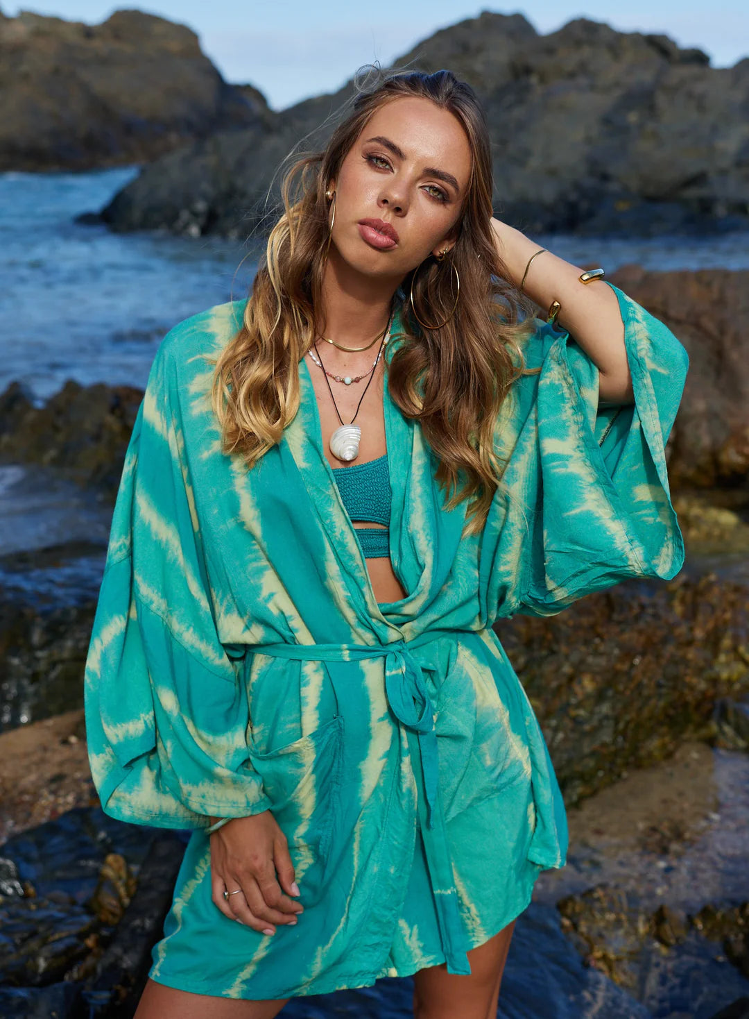 ONLY LOVERS LEFT- Mid Length Kimono ~ Sea Glass