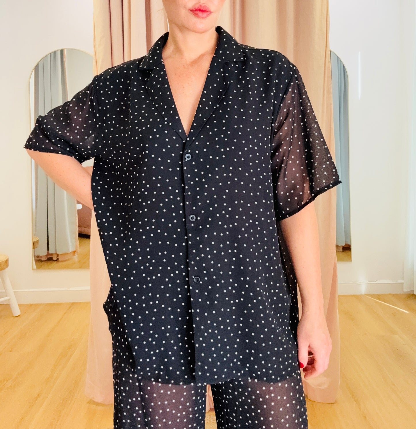 By Frankie/ Sophia Sheer Pant Set- Black