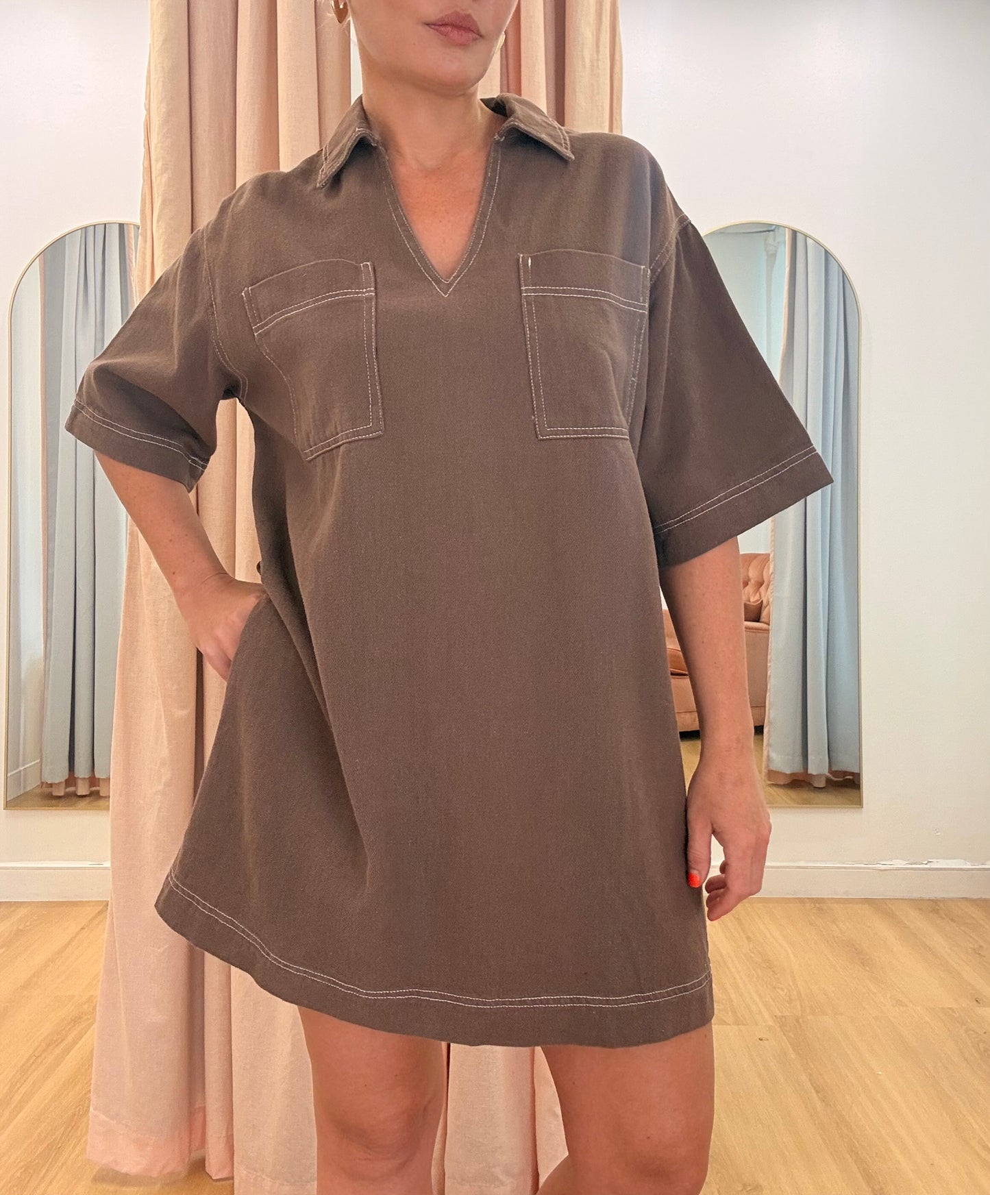 By Frankie/Bonnie Denim Dress- Chocolate