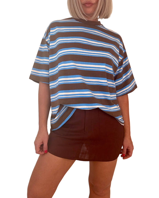 Jordan Stripe Tee- Sky/Choc