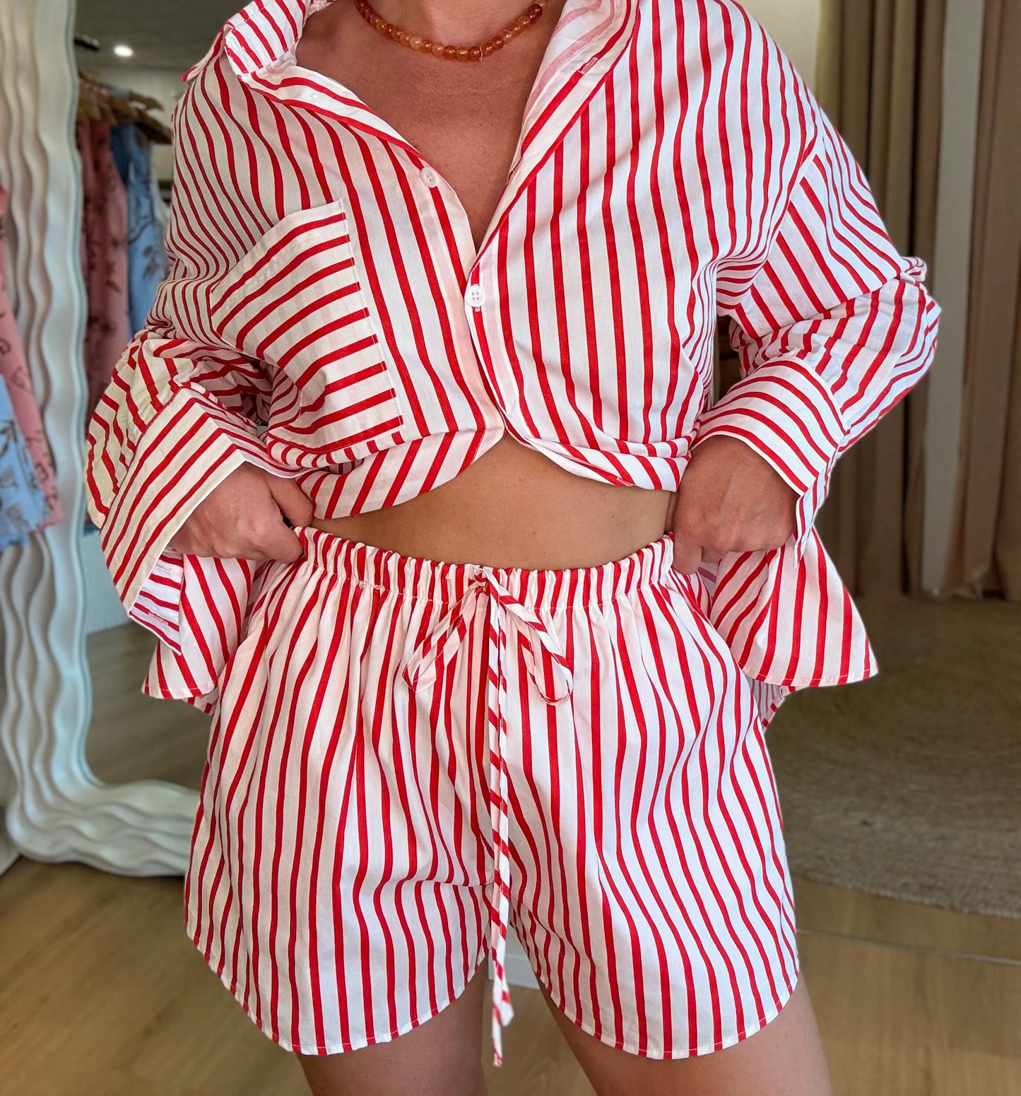 By Frankie/Amara Short Set- Red/White Stripe