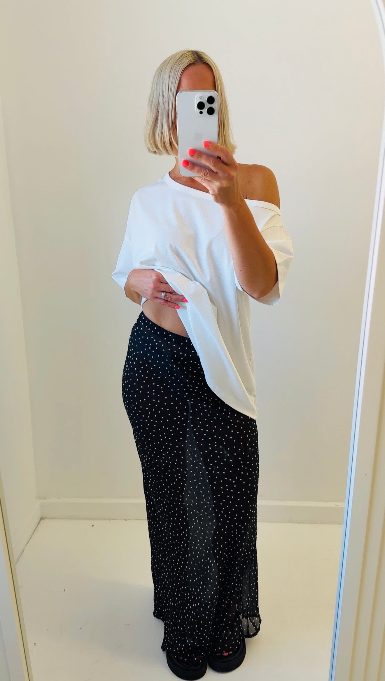 By Frankie/ Gigi Sheer Maxi- Black/White Dot