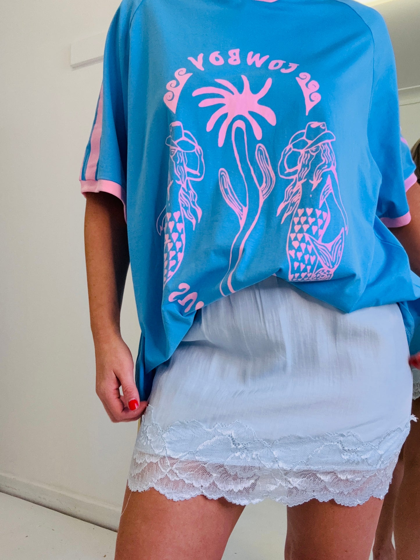 By Frankie/ Lace Skirt- Sky Blue