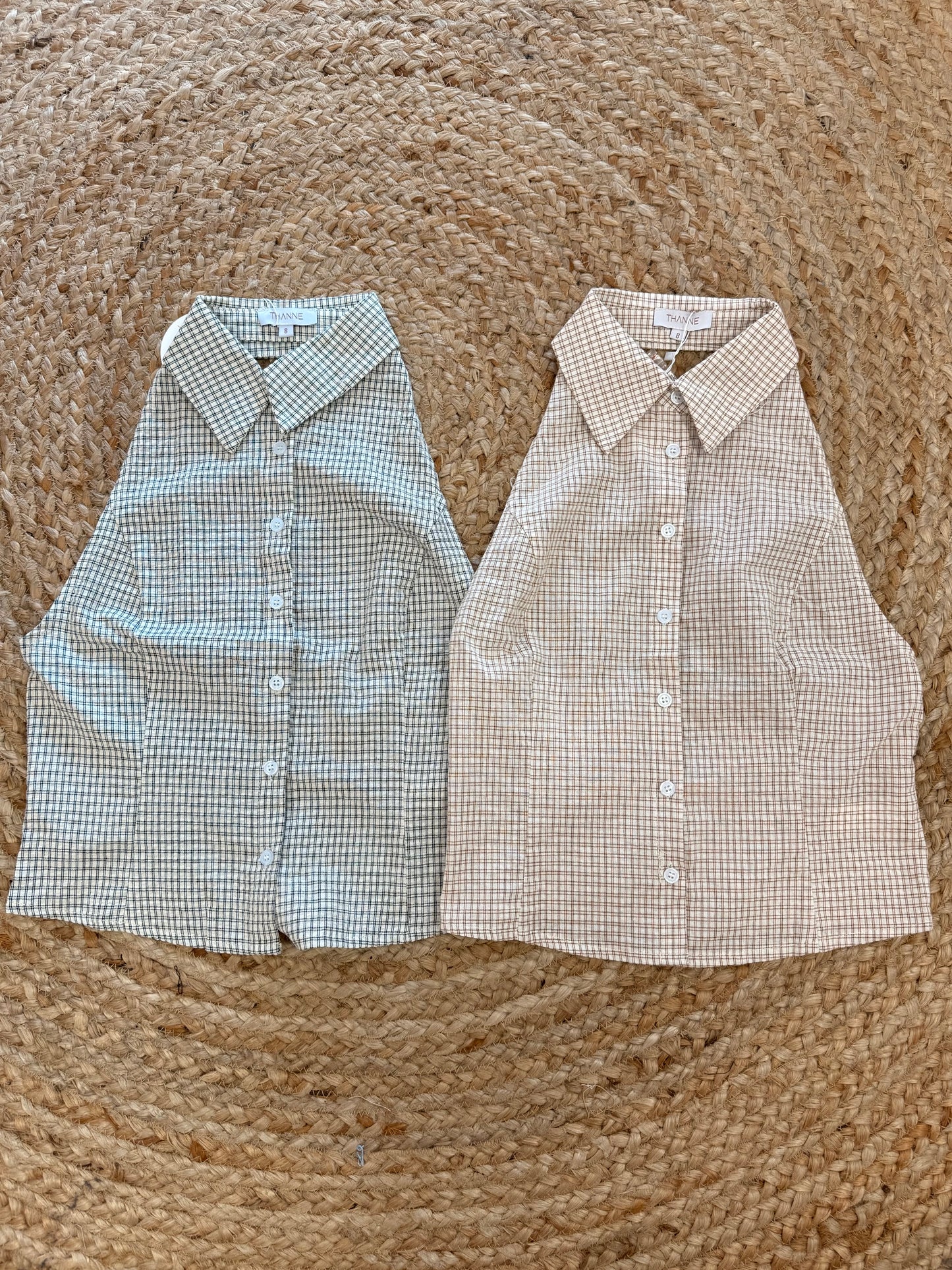 Jessie Collared Top- Black Check