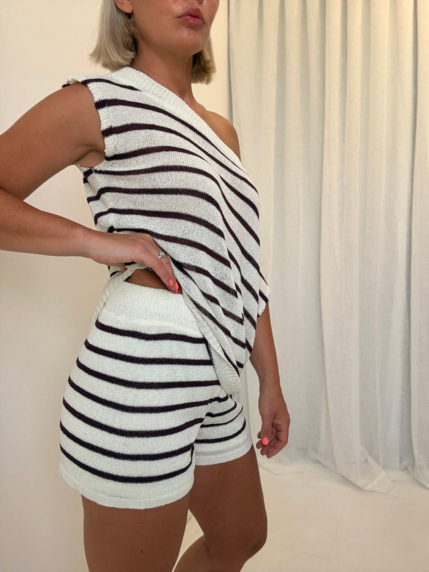 By Frankie/ Knit Set- Cream/Wine