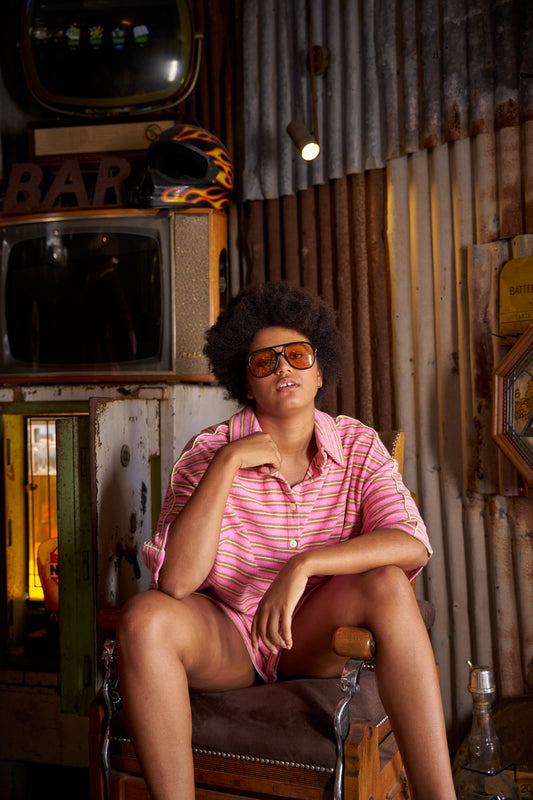 HIBISCUS HOTEL- Candy Stripe Playsuit