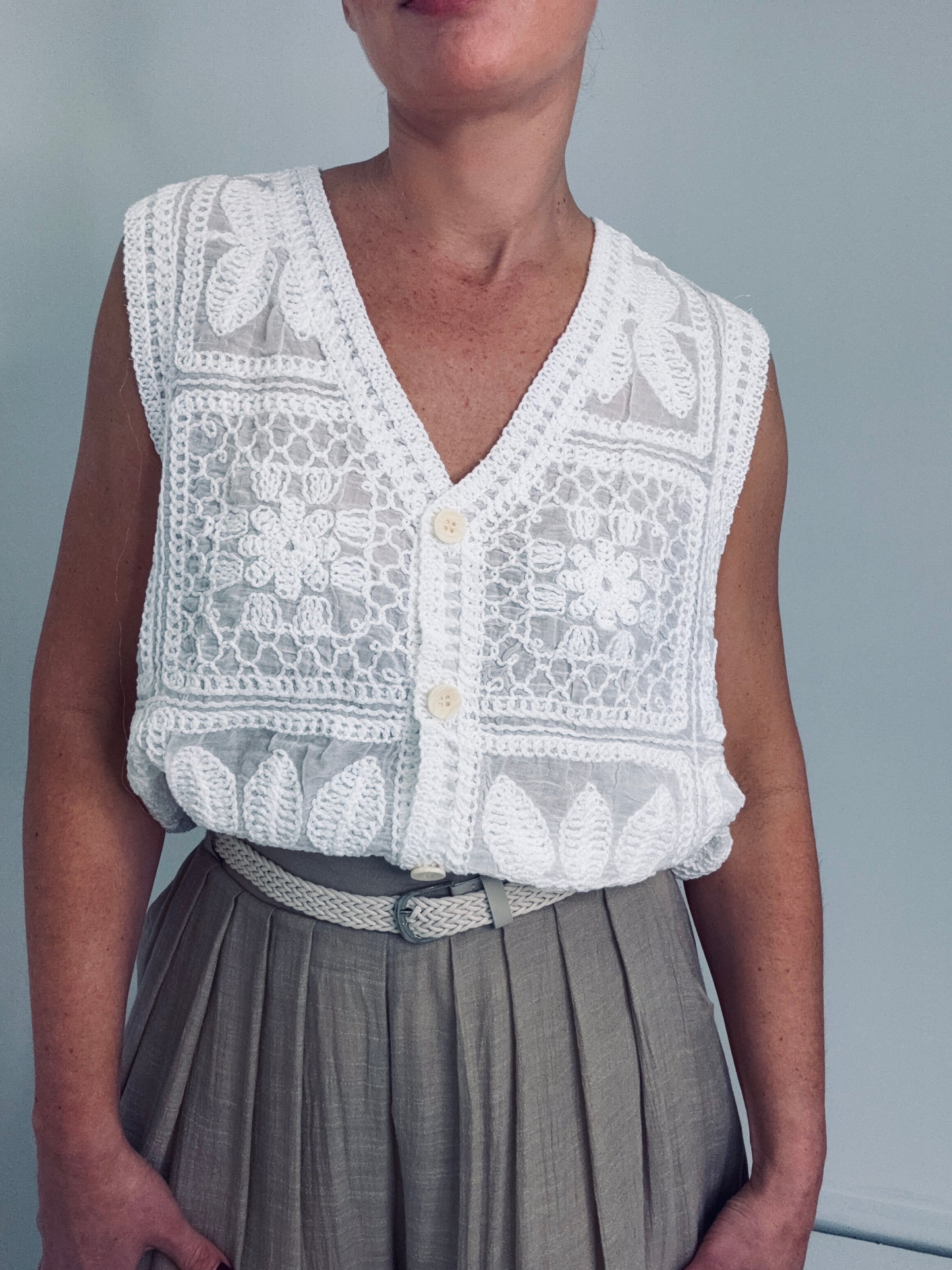 Sunny Crochet Lace Vest