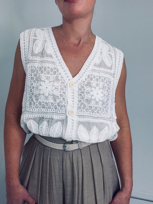 Sunny Crochet Lace Vest