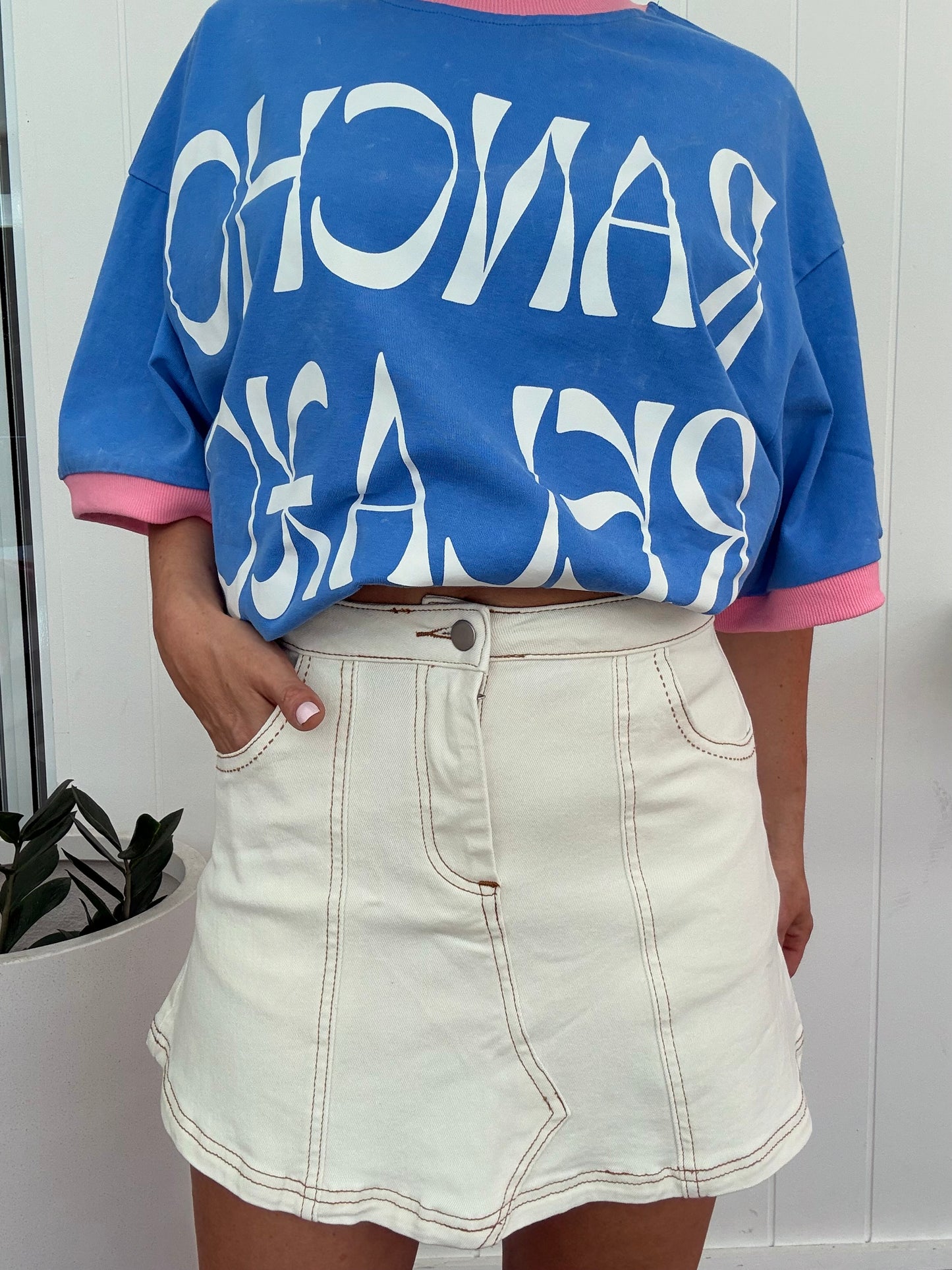 Denim Skirt- White Wash