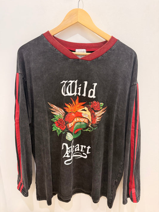 By Frankie/ Wild Heart Long Sleeve- Acid Wash