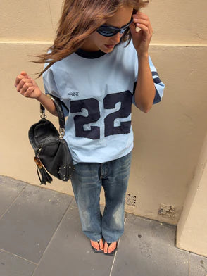 SSAINT- 22 MOTION TEE - POWDER BLUE & NAVY