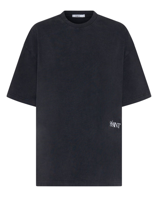 SSAINT-THE LEGACY TEE - WASHED BLACK // WHITE LOGO