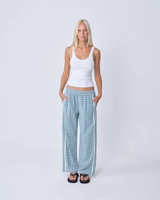 NEAR THE SEA- RACER PANT - BLUE PLAID