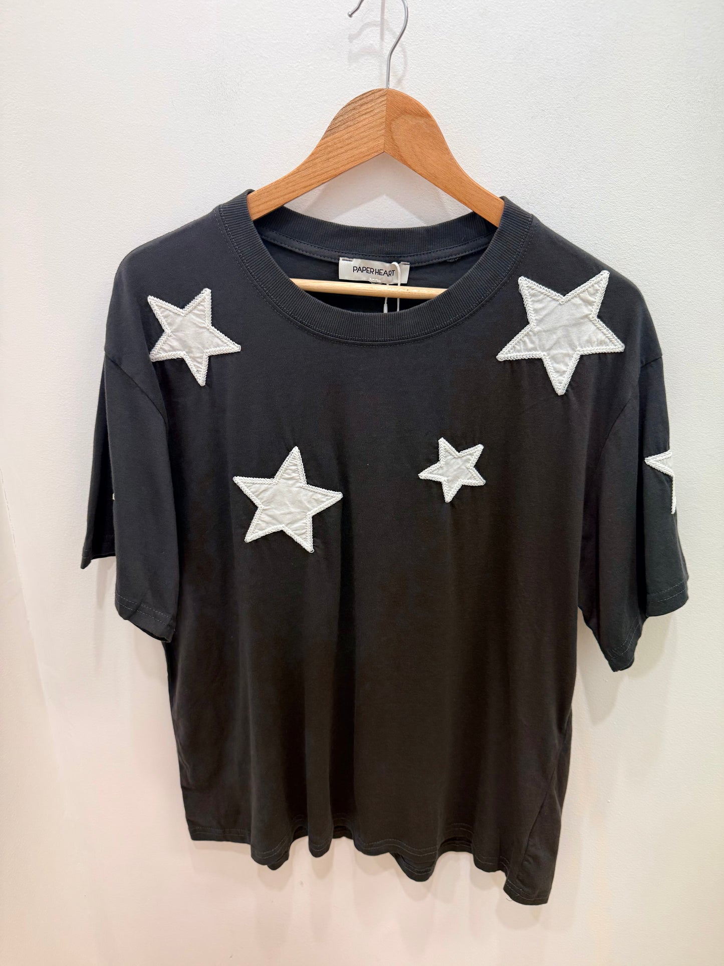 Stella Star embroidery Tee- Charcoal