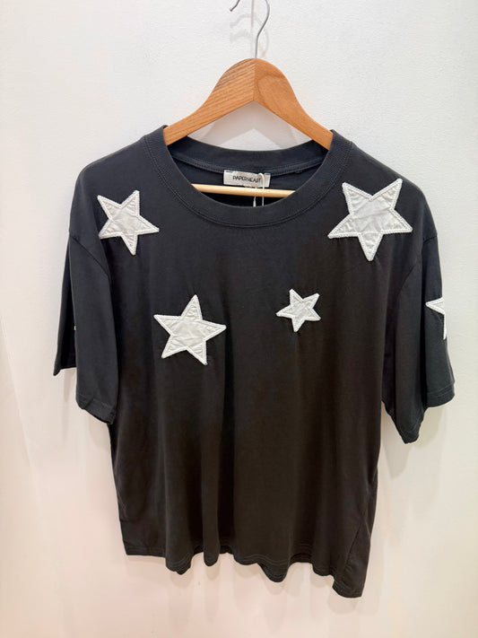 Stella Star embroidery Tee- Charcoal