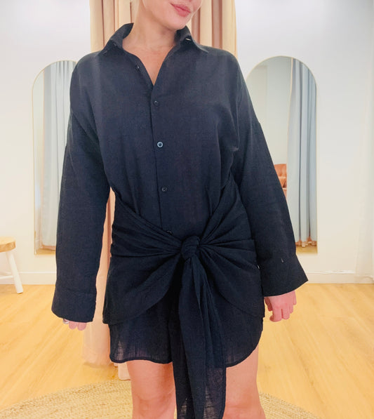 By Frankie/ Mila Shirt Dress- Black