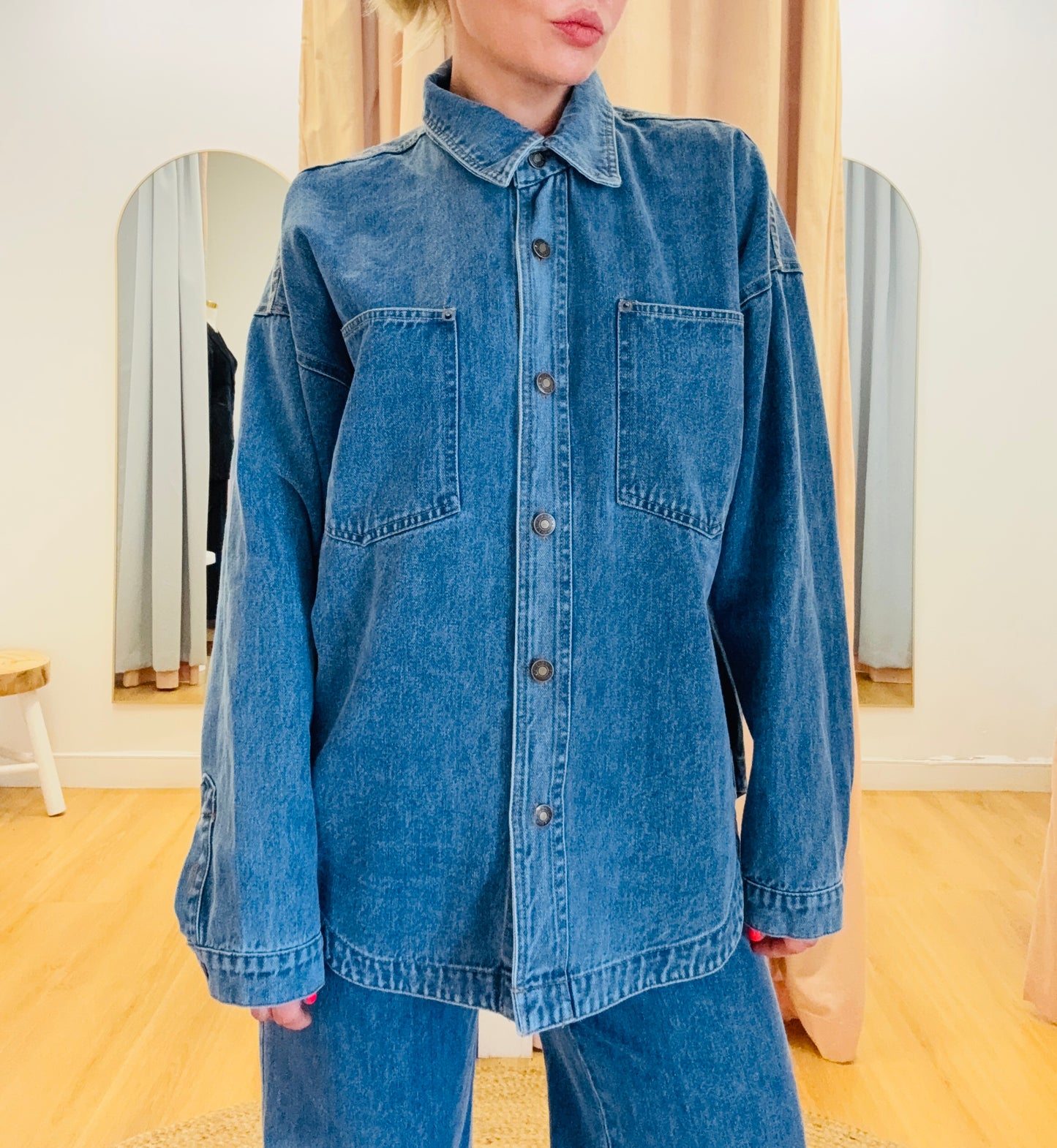 Hazel Oversized Shacket- Blue Denim
