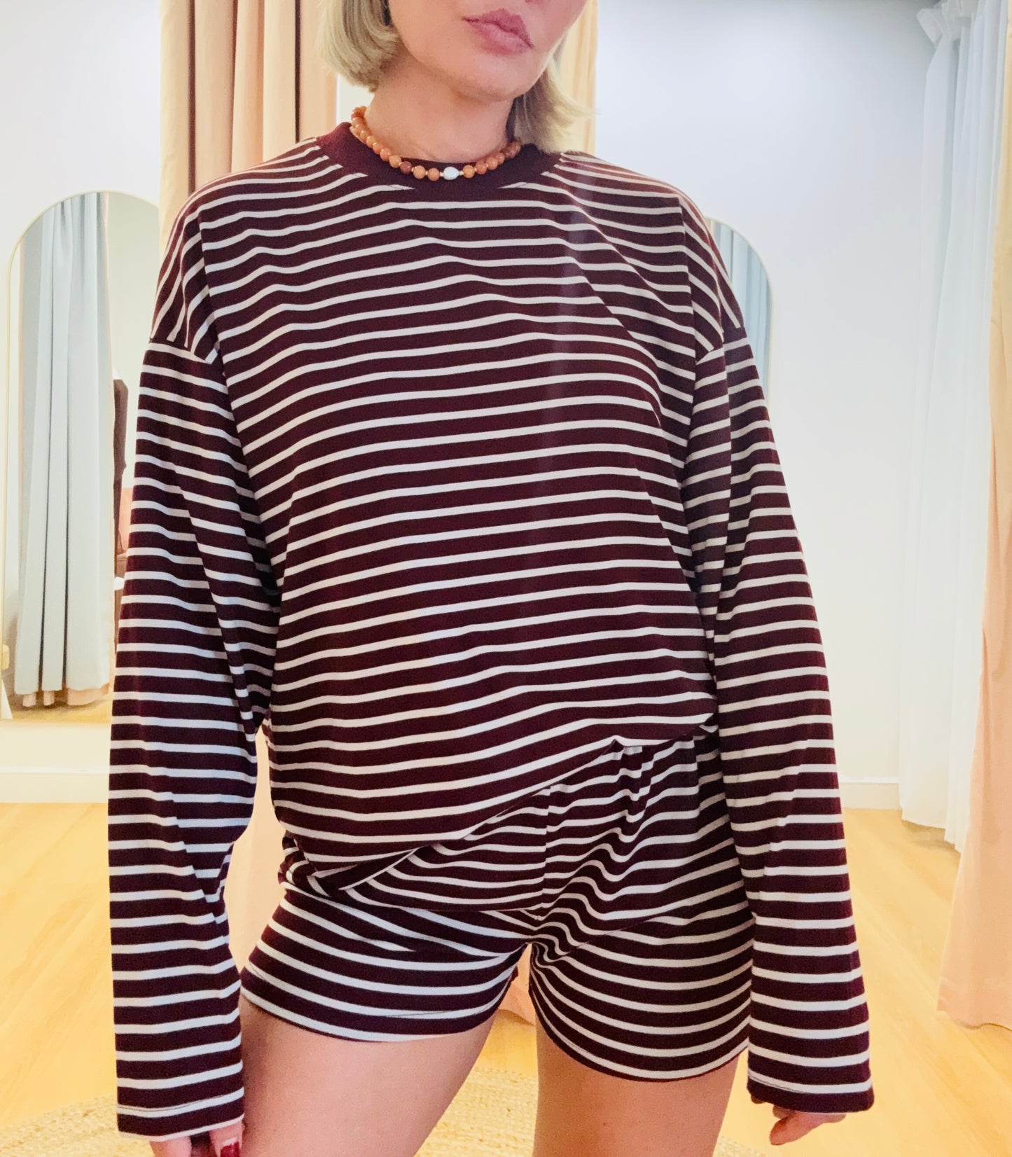 By Frankie/ Sage Long Sleeve Set- Wine/Beige