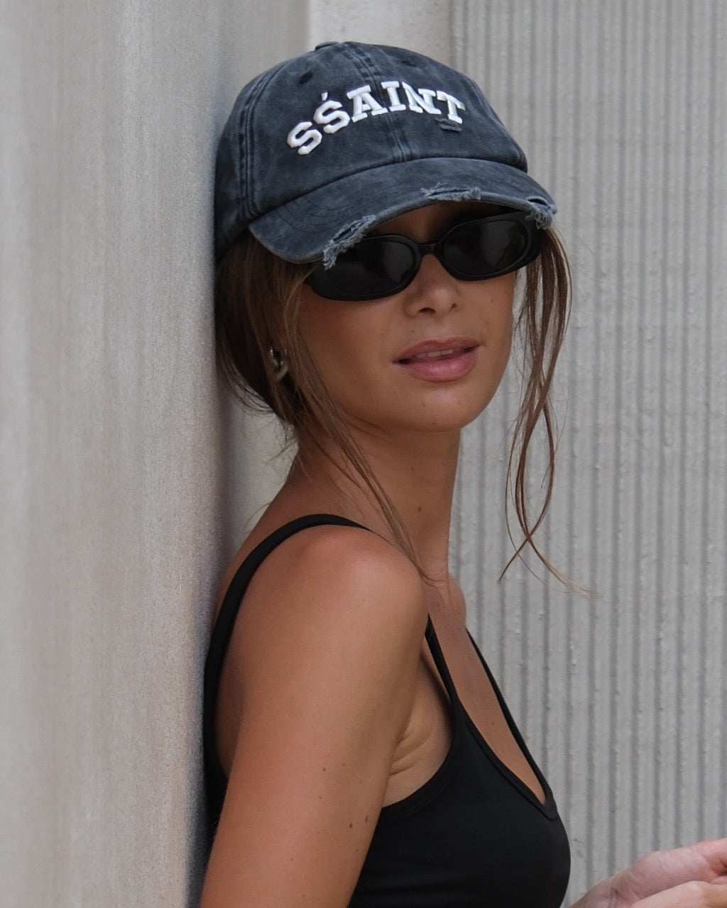 SŚAINT- SŚAINT LOGO CAP - BLACK & CREAM ACID WASH