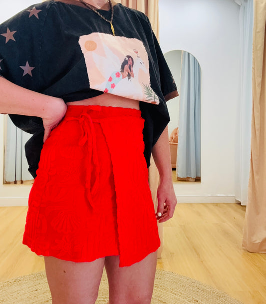 By Frankie Terry Wrap Skirt-Red