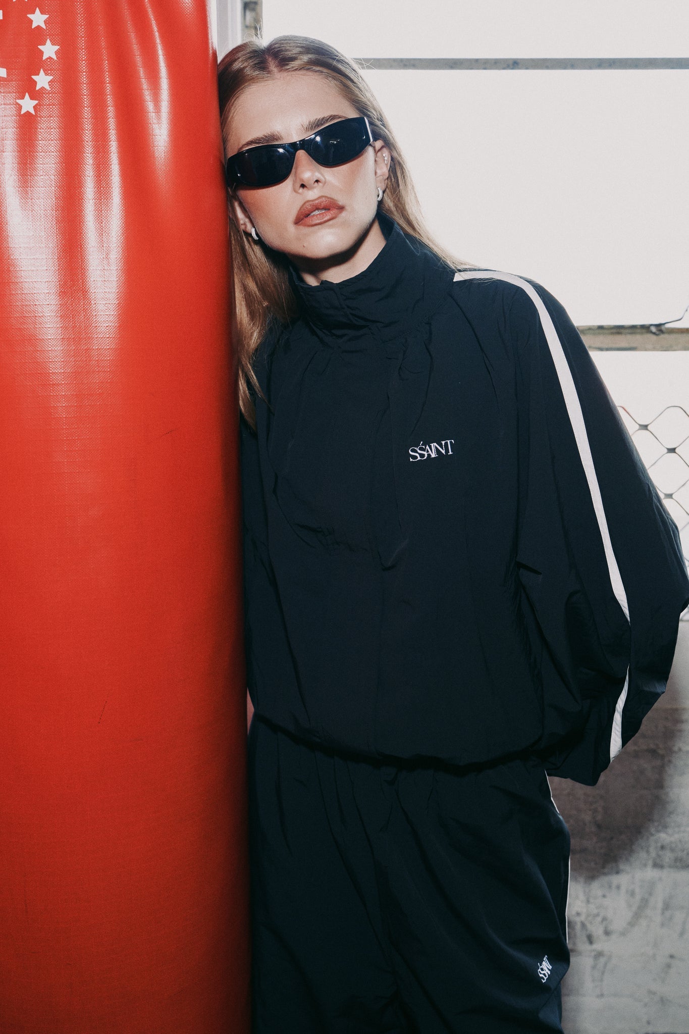 SSAINT- FIGHT NIGHT ZIP WINDBREAKER - BLACK