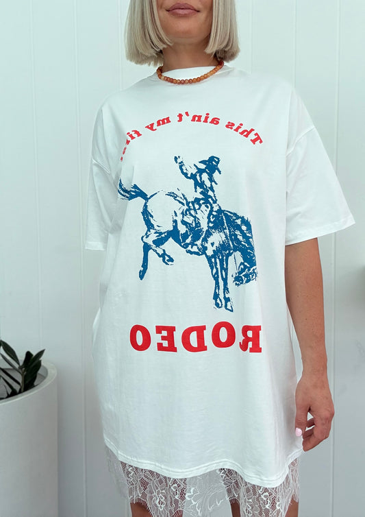 By Frankie/ Lace Oversized Tee Dress- Rodeo